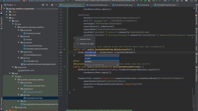 Spring WebFlux Essentials 23 - WebFlux integration tests with WebTestClient pt 04 смотреть онлайн