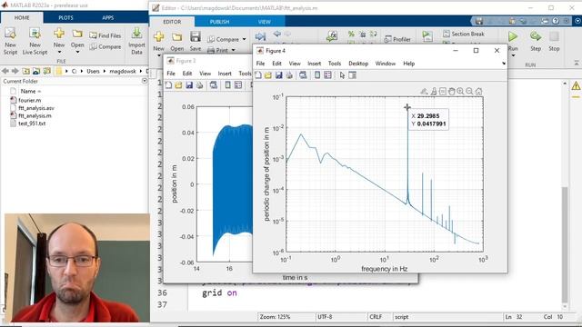 Fourier transform (fft) in MATLAB from accelerometer data for acceleration, velocity and position смотреть онлайн