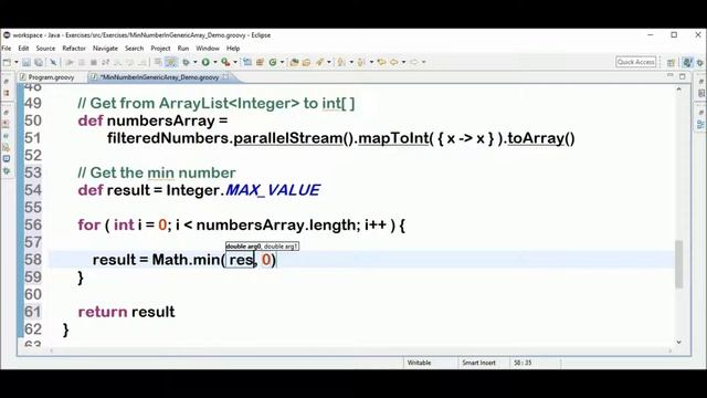arraylist min number in groovy смотреть онлайн
