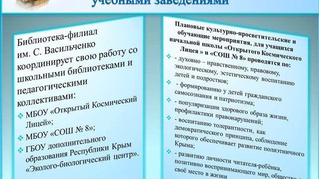 Визитка библиотеки- филиала им С Васильченко смотреть онлайн