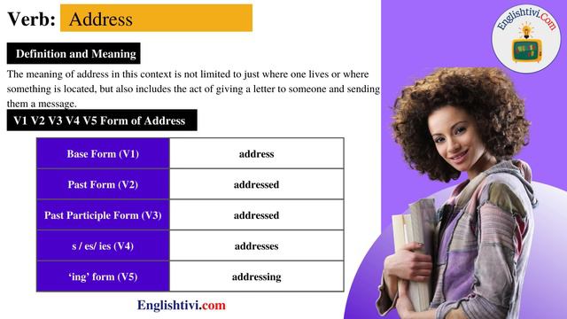 Address V1 V2 V3 V4 V5 Base Form, Past Simple, Past Participle Form of Address | Englishtivi.com смотреть онлайн
