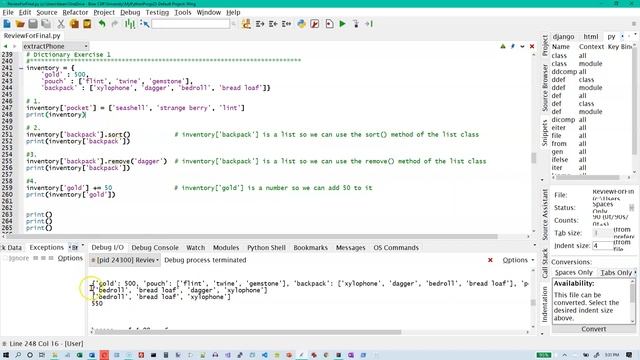 Python Review, part 4: Dictionary #1: Add, sort, remove, modify lists in a dictionary смотреть онлайн