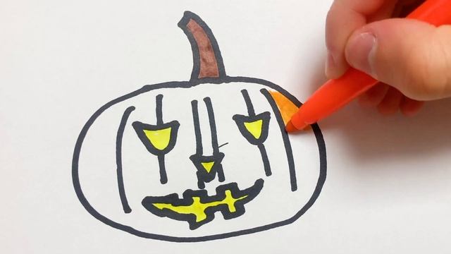 Как нарисовать Хэллоуин - Раскраска тыква на хеллоуин для детей - Рисунки Раскраски смотреть онлайн