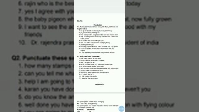 CLASS-5 ENGLISH GRAMMAR (PUNCTUATION WORKSHEET) смотреть онлайн