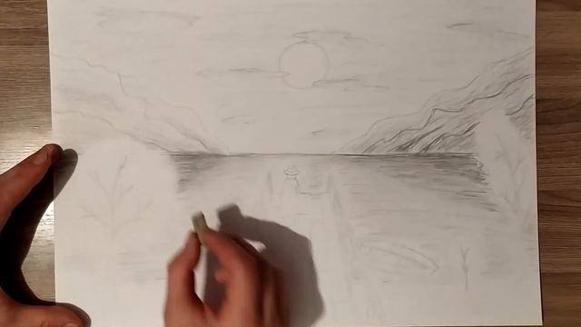 Рыбак на пристане. Простой рисунок. Fisherman on the pier. Simple drawing. смотреть онлайн