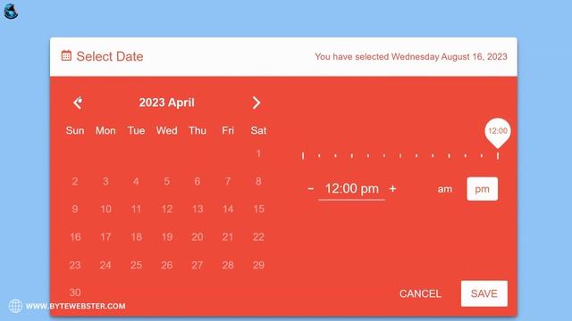 Custom Date and Time Picker Using HTML, CSS, and JavaScript || BYTEWEBSTER смотреть онлайн