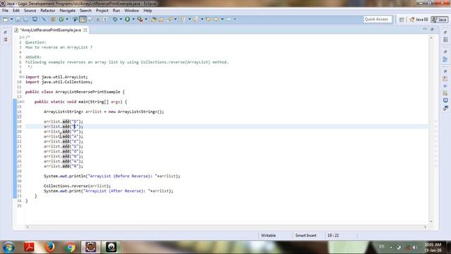 How to reverse an ArrayList Using Collections.reverse() method? смотреть онлайн