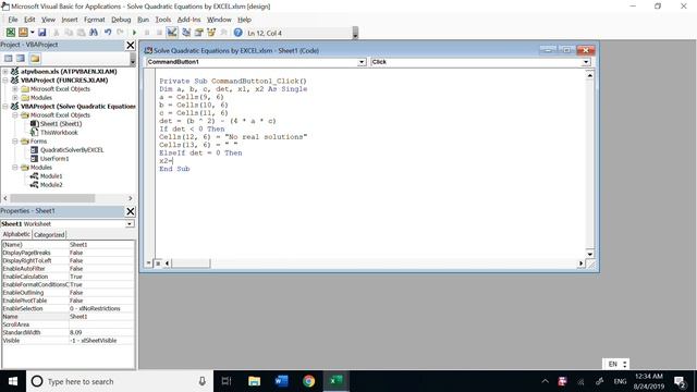 Make a Solver for Quadratic Equations by Excel VBA Programming смотреть онлайн