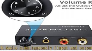 PROZOR 192KHz Digital to Analog Audio Converter - Upgrade Volume Adjustable Optical to RCA Converte