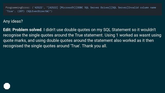 Python Pyodbc - Invalid Syntax with SQL смотреть онлайн