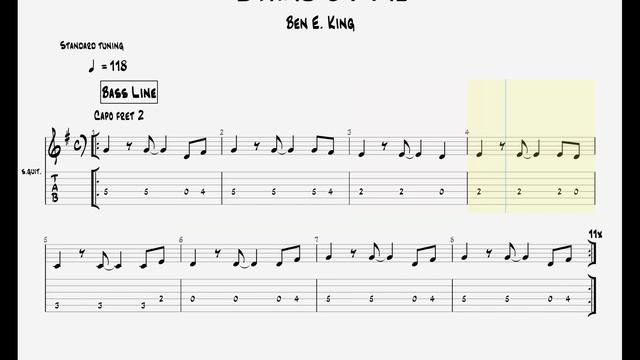 Ben E. King - Stand By Me || Bass Line For Guitar || Play Along TAB смотреть онлайн