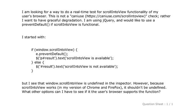 jQuery : Is it possible to test for scrollIntoView browser compatibility? смотреть онлайн