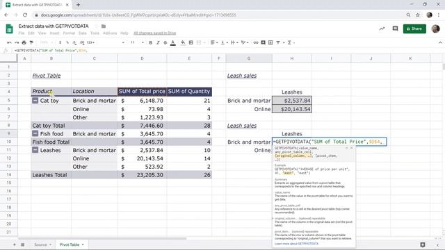 Get Data from your Pivot Table with the GETPIVOTDATA Function | Google Sheets смотреть онлайн