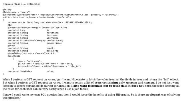 Make Hibernate ignore fields on certain HTTP requests смотреть онлайн
