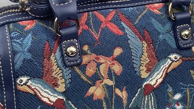 Henney Bear Blue Humming Bird Tapestry Art Top Handle Handbag-New Launch-Premium Handbags