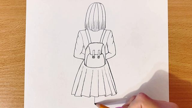 Рисуем Карандашом Девушку С Рюкзаком Очень Легко | Как Нарисовать Девушку Со Спины смотреть онлайн
