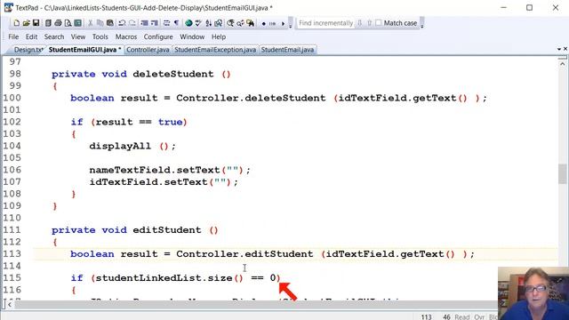 Java - LinkedLists - Students GUI - Add, Delete, Display - Part 05 - Design, Controller, MVC смотреть онлайн