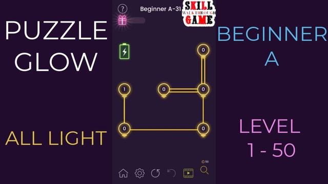 Puzzle Glow | All Light | Beginner A Level 1- 50 | Walkthrough смотреть онлайн