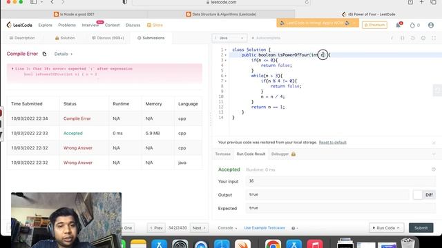 Power of Four in Java, Swift,Python, C++ Leetcode problem solution смотреть онлайн