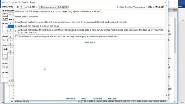 Identify the correct statements regarding synchronization and locks?(enthuware.ocpjp.v8.2.1755) смотреть онлайн