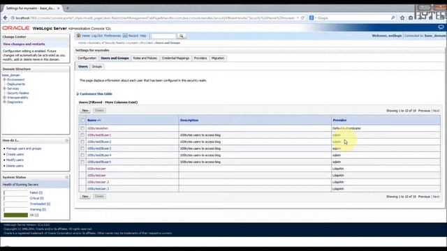Weblogic Admin - external Identity store user - WEBLOGIC_10 смотреть онлайн