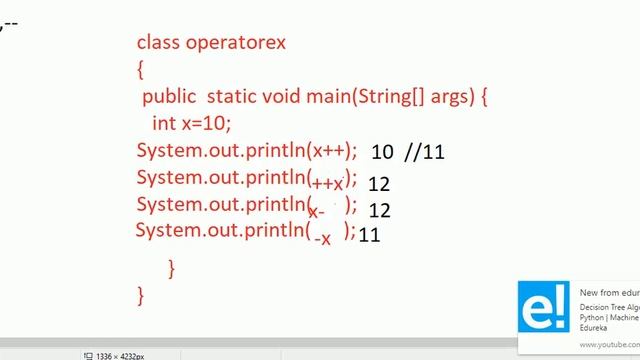 unary Operator In java смотреть онлайн