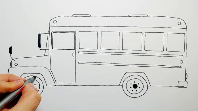 How to easy drawing School bus for Kids - Children's Coloring Book with #Paiting смотреть онлайн