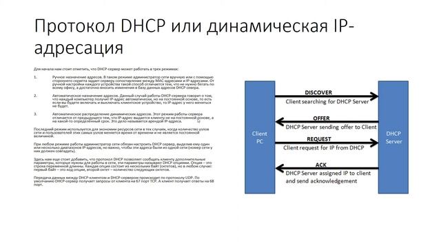 Протокол DHCP или динамическая IP-адресация: DHCP-сервер и DHCP-клиент. смотреть онлайн
