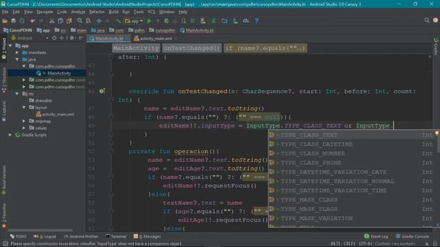 Curso de Android and Kotlin desde cero Funcion requestFocus ,propiedad setInputType смотреть онлайн