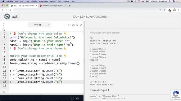 Day 3 - Control Flow and Logical Operators - 10 [Interactive Coding Exercise] Love Calculator