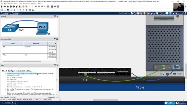 1.1.7 Packet Tracer - Basic Switch Configuration - Physical Mode смотреть онлайн