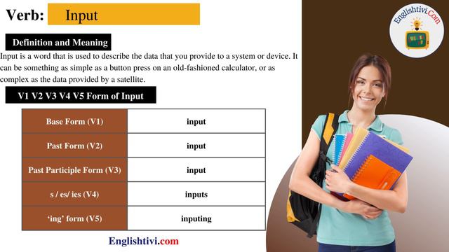 Input V1 V2 V3 V4 V5 Base Form, Past Simple, Past Participle Form of Input | Englishtivi.com смотреть онлайн