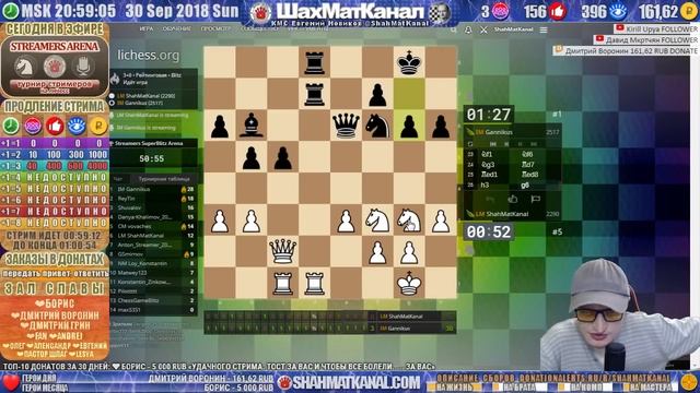 ♛ ШахМатКанал ? СТРИМ 30-09-18 ? ТУРНИР Streamers SuperBlitz Arena на личесс ? Шахматы