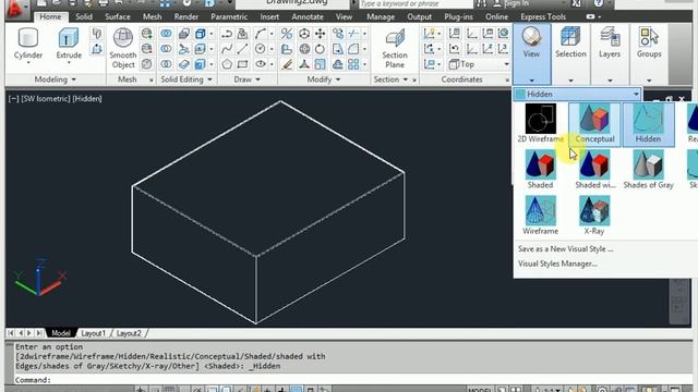 #Visual style in AutoCAD 3d drawing#Visual style show the AutoCAD 3d model and different views# смотреть онлайн