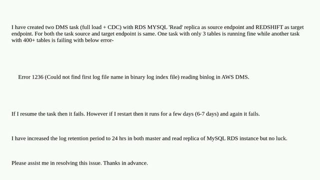 Getting Error 1236 (Could not find first log file name in binary log index file) reading binlog i.. смотреть онлайн
