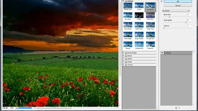 How to Use Dry Brush tool in Filter Gallery Option смотреть онлайн