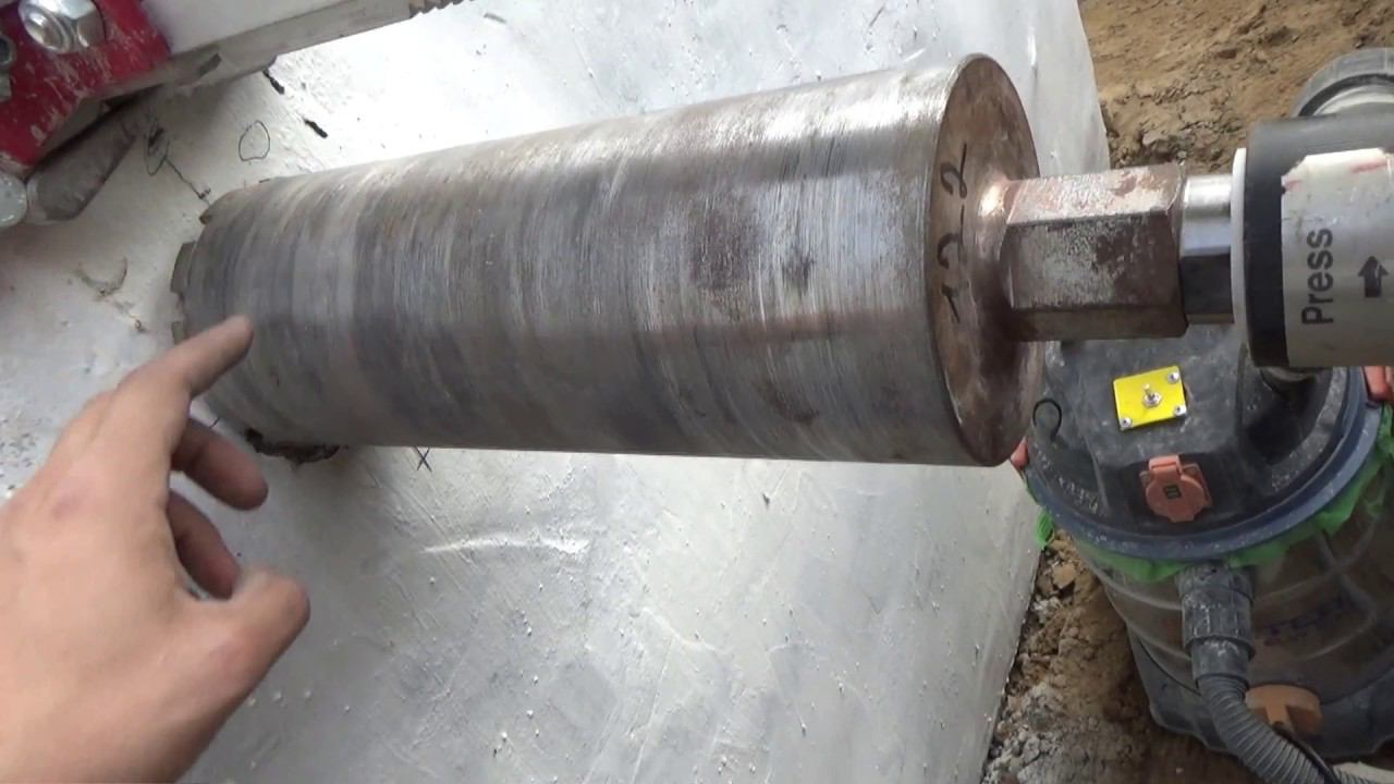 Отверстие под канализацию в фундаменте,коронки BORISOV.PRO технология DIAMOND HIT смотреть онлайн