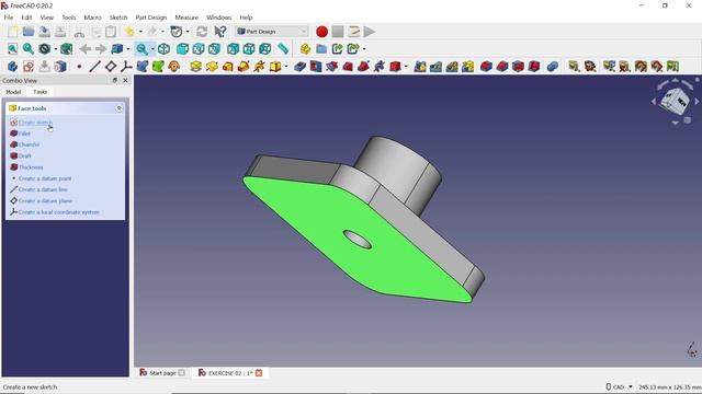 FreeCAD Tutorial Exercise 02, Pad, Pocket, Fillet, Hole and Linear Pattern смотреть онлайн