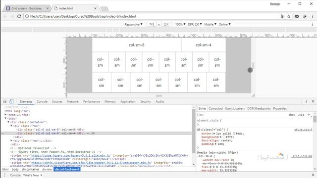 6. Grid System en Bootstrap 4 - Múltiples columnas, Múltiples resoluciones смотреть онлайн