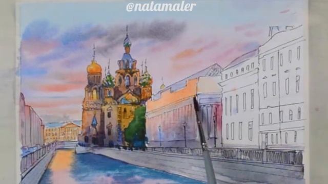 Рисую Санкт-Петербург акварелью. Акварельное путешествие в Санкт Петербург. смотреть онлайн