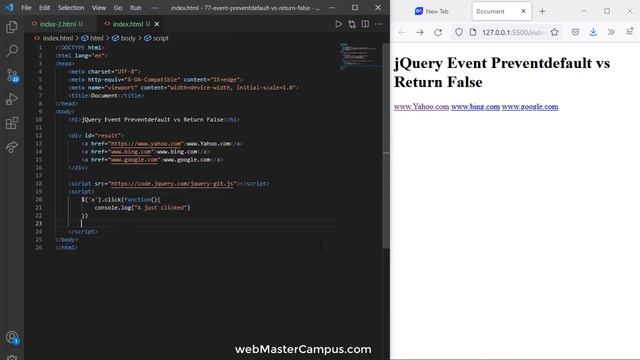 jQuery Event Preventdefault vs Return False - Return false in javascript not working смотреть онлайн
