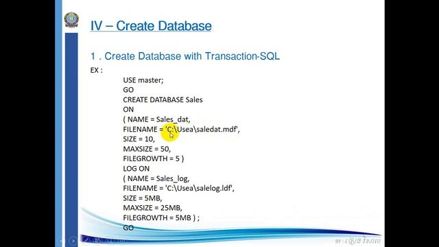 SQL Server Create Database смотреть онлайн