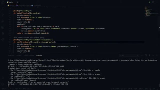 Corona Api Part-4.Learn how to make an api into python using bottle and sqlite3 смотреть онлайн