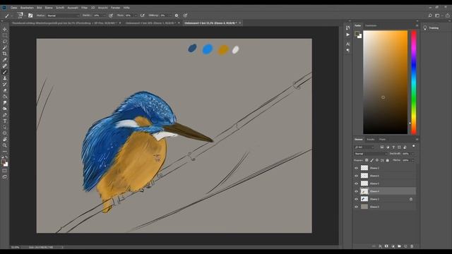 Beginner Artist /Eisvogel / Icebird Digital drawing Photoshop Speedpaint XP-Pen смотреть онлайн
