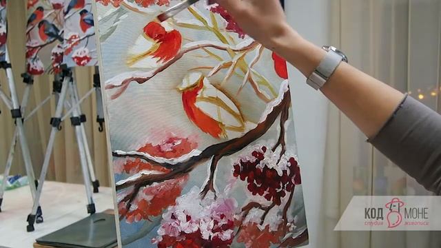 Как нарисовать снегирей. Пошаговый мастер-класс "Снегири на рябине" - Декабрь 2017 смотреть онлайн