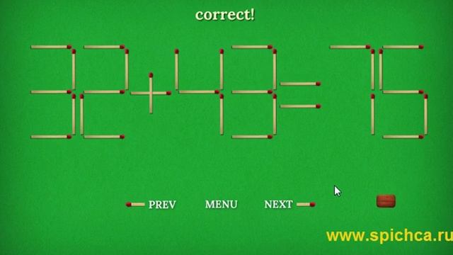 Прохождение игры Головоломки со спичками (Matchstick Math Puzzle) hard смотреть онлайн