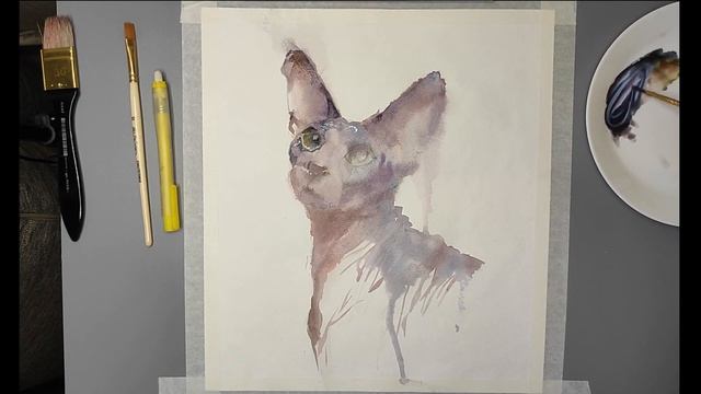 Рисуем акварелью | Рисуем кошку | Draw a cat смотреть онлайн