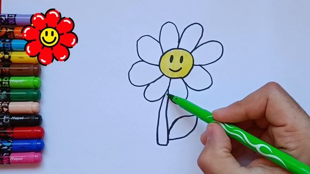 How to draw a daisy for kids /Как нарисовать ромашку для детей/Cómo dibujar una margarita para niño смотреть онлайн