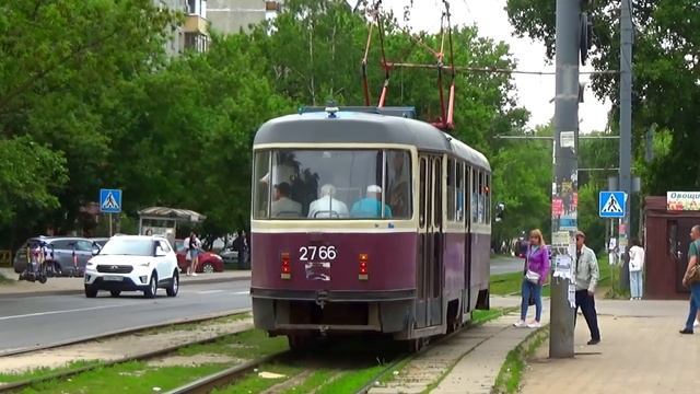Бывший Московский трамвай Tatra-T3 (МТТЧ) №2766 с маршрутом №6 "Московский вокзал - станция Варя" смотреть онлайн