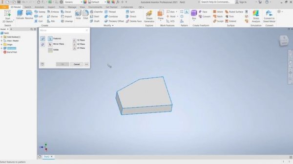 Autodesk Inventor How To Mirror A Part Tutorial